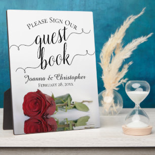 Please Sign Our Guest Book Red Rose Wedding Plaque
