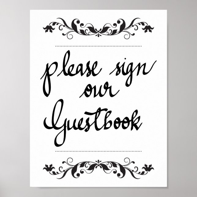 Please Sign Our Guestbook Calligraphy Wedding (Front)