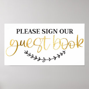 Please Sign Our Guestbook White Gold Wedding