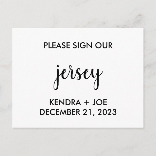 Please Sign Our Jersey, Guest Book Ideas Postcard (Front)
