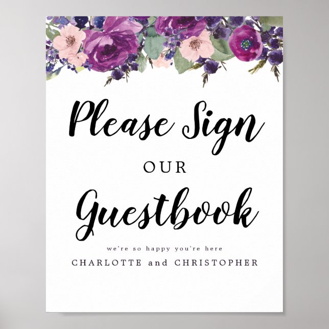 Please Sign Our Wedding Guestbook 8x10 Sign (Front)