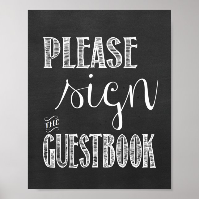 Please Sign the Guestbook Wedding Chalkboard Sign (Front)