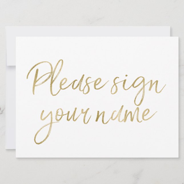 "Please sign your name" Stylish Gold Sign (Front)