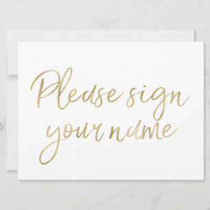 "Please sign your name" Stylish Gold Sign