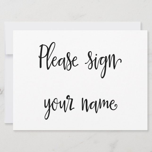 Please Sign Your Name Wedding Guestbook Sign Invitation (Front)