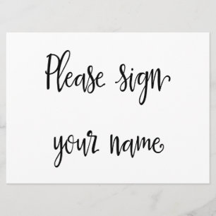 Please Sign Your Name Wedding Guestbook Sign Invitation