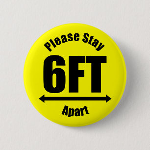 Please Stay 6 Feet Apart Yellow Cm Round Badge