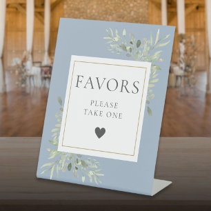 Please Take A Favour Greenery Foliage Dusty Blue Pedestal Sign