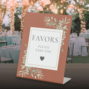 Please Take A Favour Greenery Foliage Terracotta Pedestal Sign