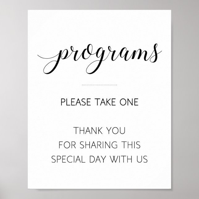 Please Take A Wedding Program Ceremony Sign (Front)