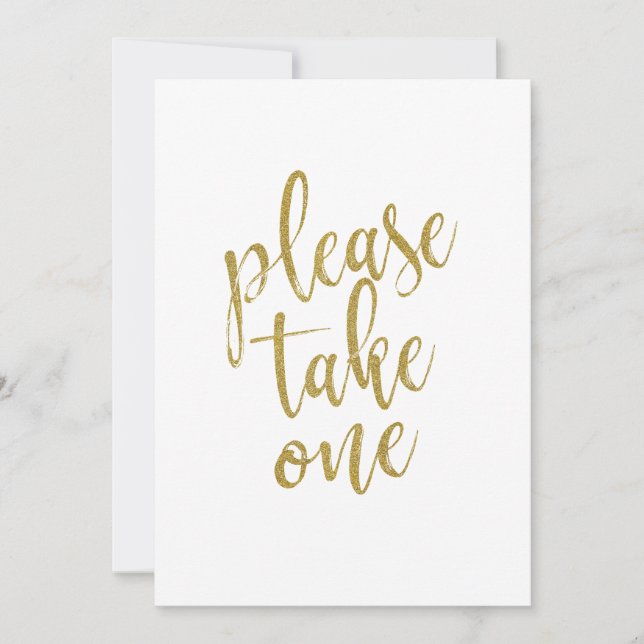 Please Take One Gold Affordable Wedding Sign (Front)