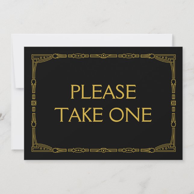 "Please take one" Gold Art Deco Style Wedding Sign (Front)