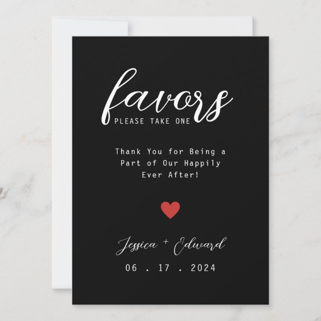 Please Take One Wedding Favour Simple Elegant Sign (Front)