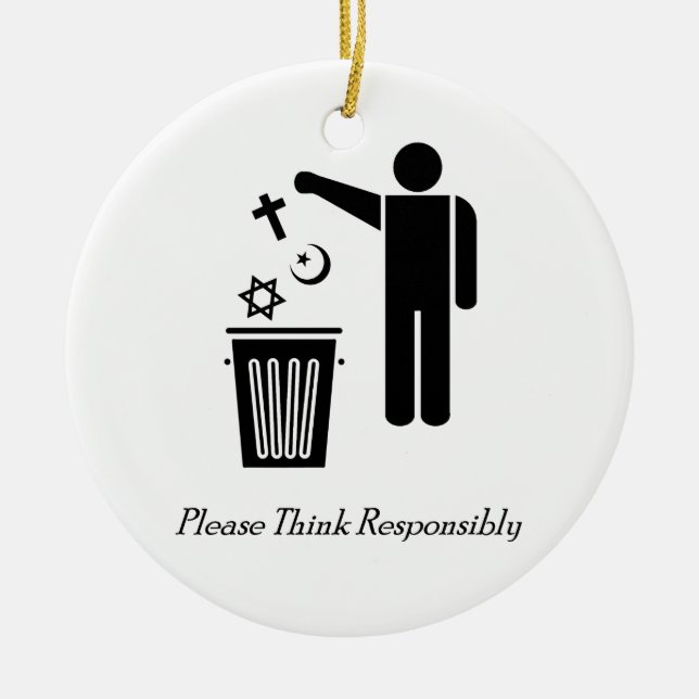 Please Think Responsibly Ceramic Tree Decoration (Front)