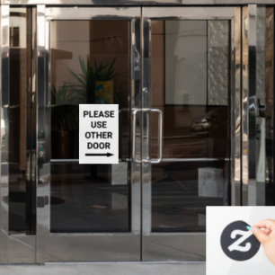 Please Use Other Door Right Arrow White Business