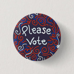 Please Vote Sticker 3 Cm Round Badge