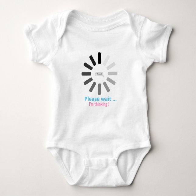 Please Wait I'm Thinking Personalised Text Unisex Baby Bodysuit (Front)