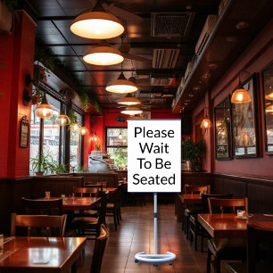 Please Wait To Be Seated White Sign