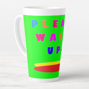Please wash up design lime green with words latte mug