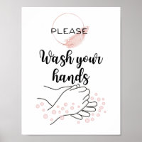 Please Wash Your Hands Bathroom Calligraphy Cute