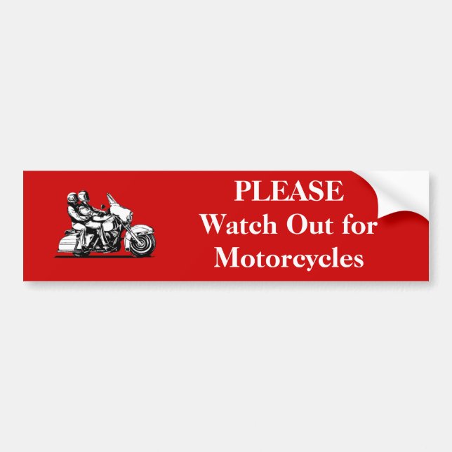 PLEASE Watch Out for Motorcycles Bumper Sticker (Front)