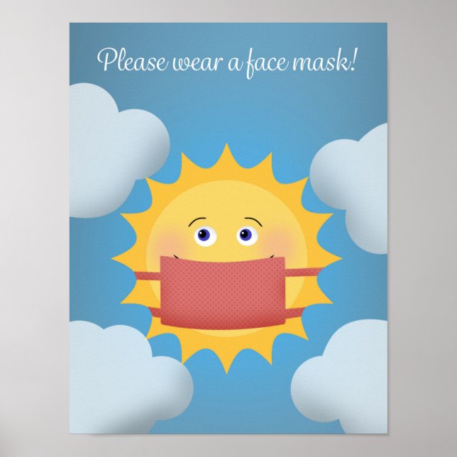 Please Wear a Face Mask Cute Sun Sign (Front)