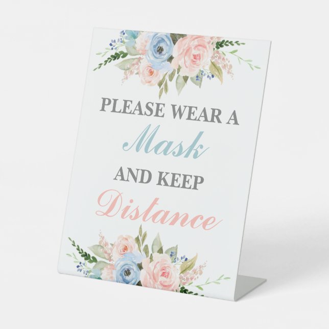 Please wear a mask gender reveal pedestal sign (Front)