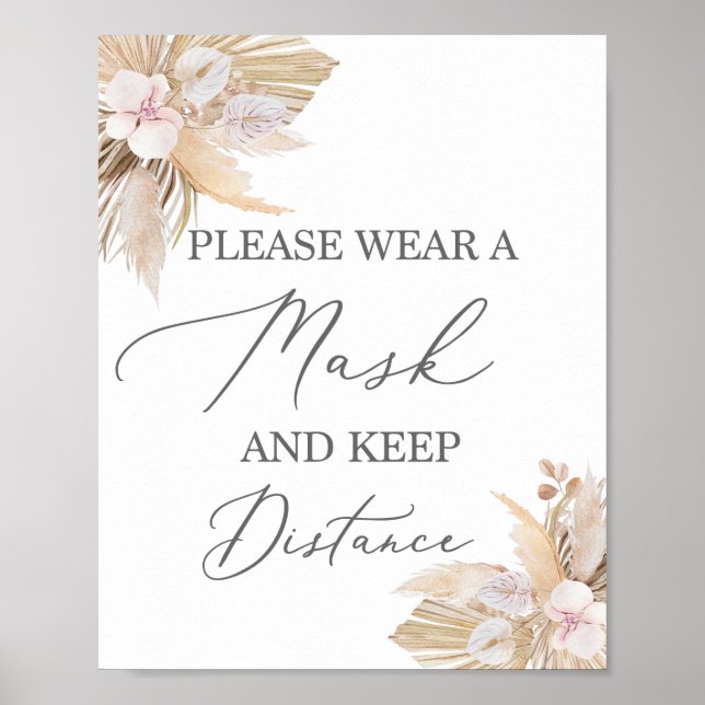 Please wear a mask pampas grass sign (Front)
