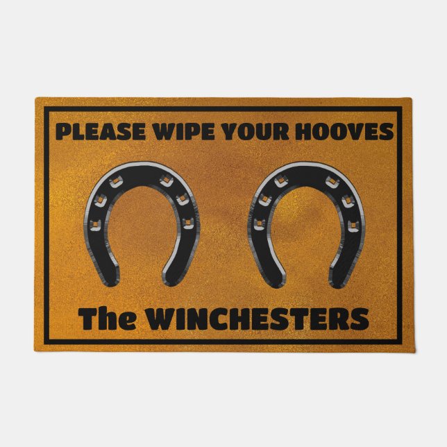 "Please Wipe your Hooves" With Horseshoes Doormat (Front)