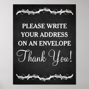 Please write your address chalkboard wedding sign
