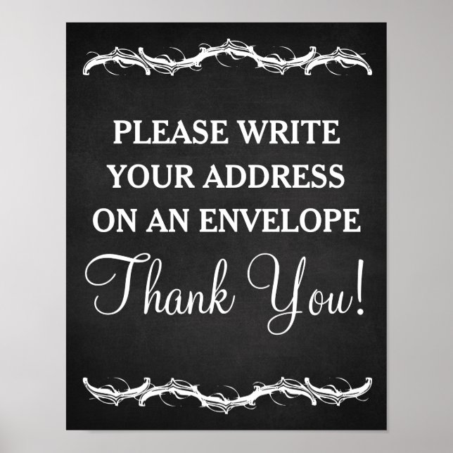 Please write your address chalkboard wedding sign (Front)