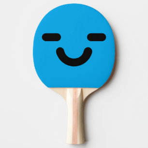Pleased Face Blue Ping Pong Paddle