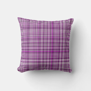 Pleasing Purples Plaid 04-Square Throw Pillow