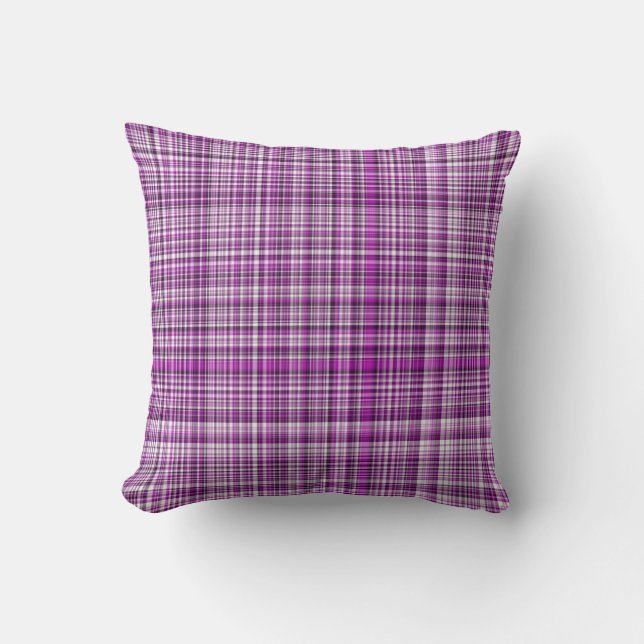 Pleasing Purples Plaid 04-Square Throw Pillow (Front)