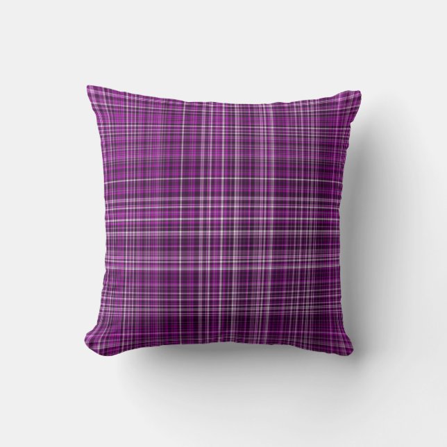 Pleasing Purples Plaid 07-Square Throw Pillow (Front)