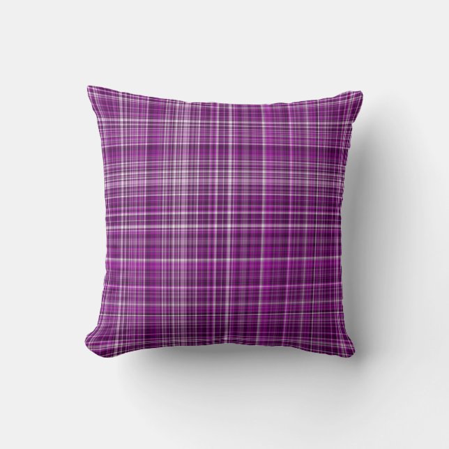 Pleasing Purples Plaid 10-Square Throw Pillow (Front)