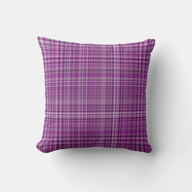 Pleasing Purples Plaid 11-Square Throw Pillow (Front)