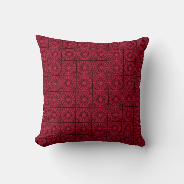 Pleated Corners, Berry Red-Square Throw Pillow (Front)