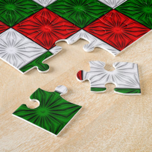Pleated Corners-Red-White-Green-JIGSAW PUZZLE