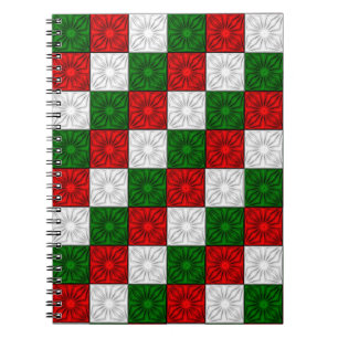 Pleated Corners-Red-White-Green-SPIRAL NOTEBOOK
