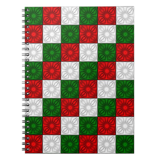 Pleated Corners-Red-White-Green-SPIRAL NOTEBOOK (Front)