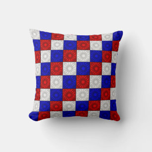 Pleated Corners, RWB-Square Throw Pillow