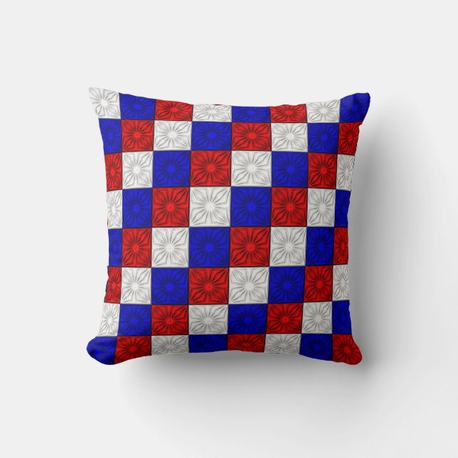 Pleated Corners, RWB-Square Throw Pillow (Front)