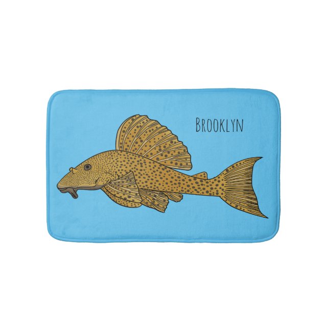 Pleco fish cartoon illustration  bath mat (Front)