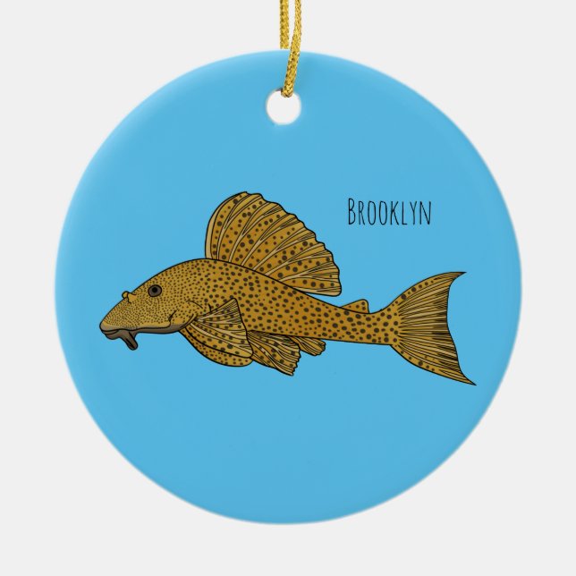 Pleco fish cartoon illustration ceramic tree decoration (Front)