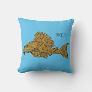 Pleco fish cartoon illustration cushion