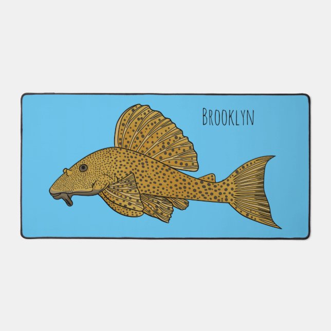 Pleco fish cartoon illustration  desk mat (Front)