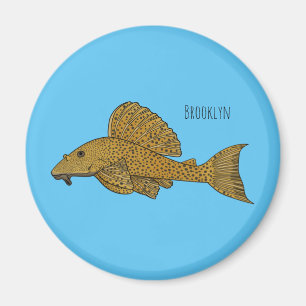 Pleco fish cartoon illustration magnet