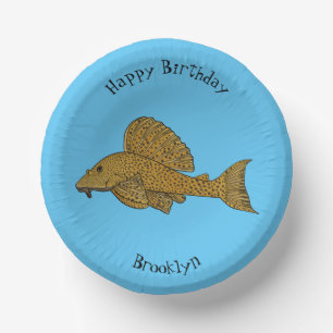 Pleco fish cartoon illustration  paper plate