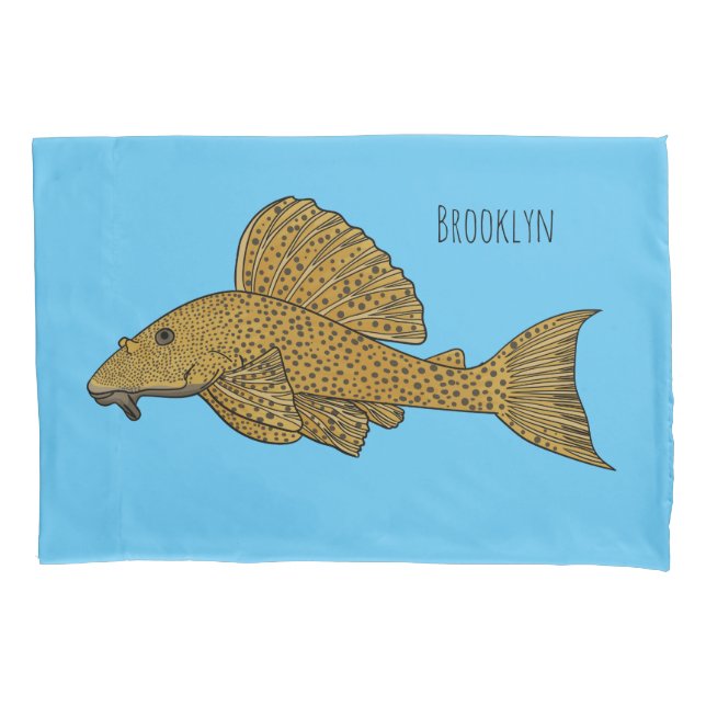 Pleco fish cartoon illustration  pillowcase (Front)